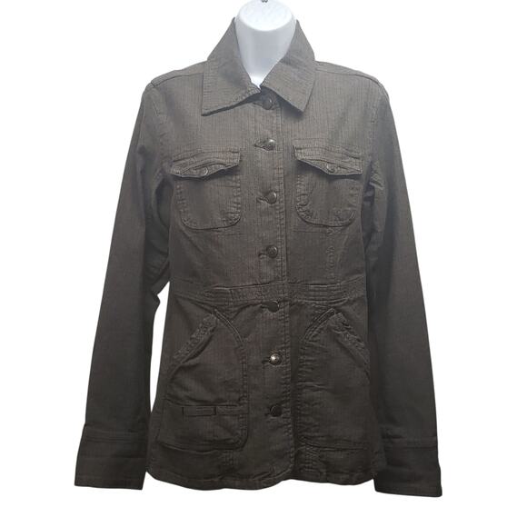 Jag Women’s Stretch Denim Jacket M | Gray Herringbone Blazer Style | Casual Chic - Picture 1 of 11